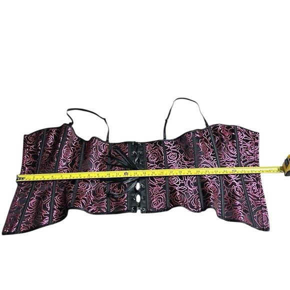 Corset,bustier,boudoir, pink & black,lace up,hook & eye, sexy,PTP 15” ,so 30-34 - Picture 11 of 14